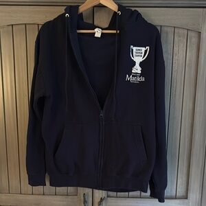 MATILDA Navy Zip-Up Hoodie with Trophy Graphic
